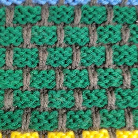 Handknit Striped Throw Stroller Blanket Kids Purple Pink Blue Yellow Green 31x23 - Picture 8 of 11